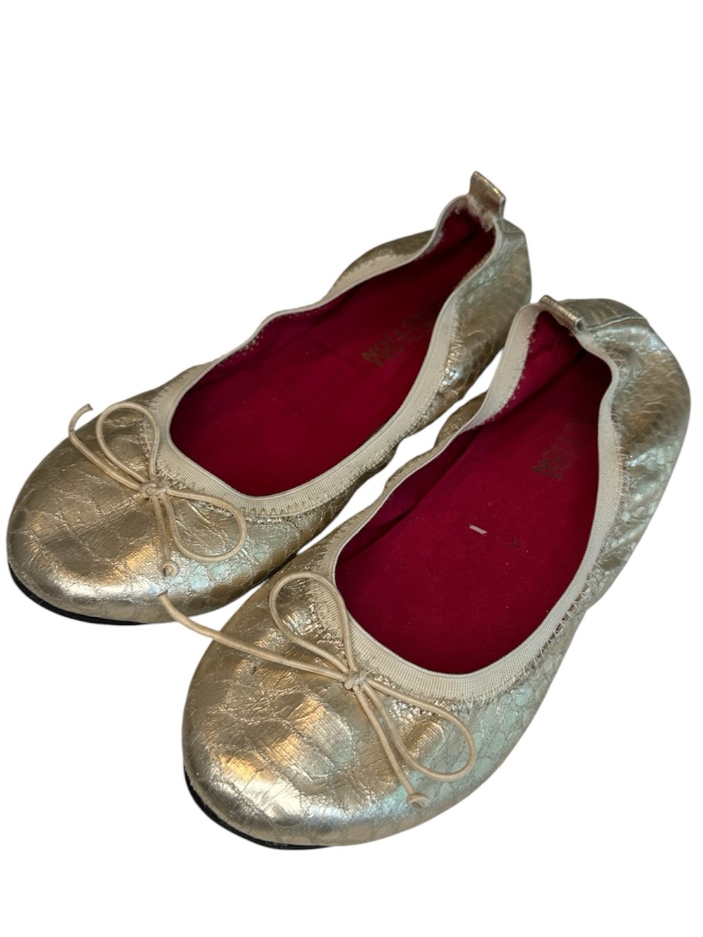Kenneth Cole Reaction Metallic Gold Ballet Flats Girls Size 1 1/2